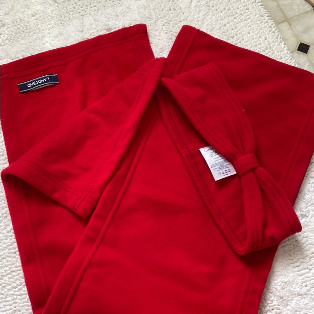 Lands' End Vibrant Red Fleece Scarf and headband